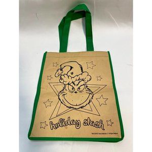 Dr. Suess Grinch Christmas holiday stash gift bag 12" x 10" x 4" green